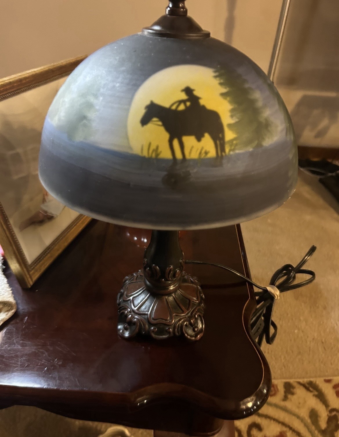 Reverse Painted Cowboy Lamp