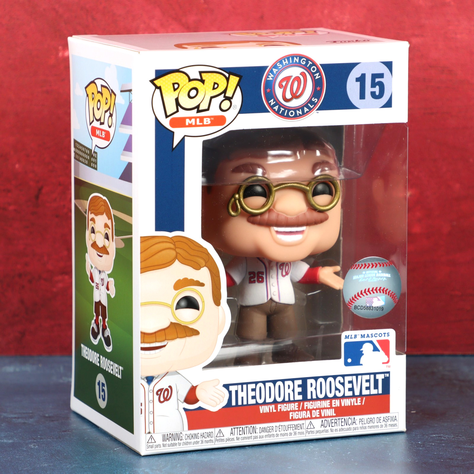 Funko Pop Washington Nationals 15 Theodore Roosevelt Mascot MLB 2019 Protector
