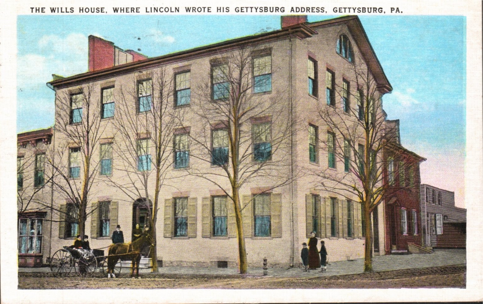 1937 Wills House Gettysburg PA Lincoln Address Curteich Postcard