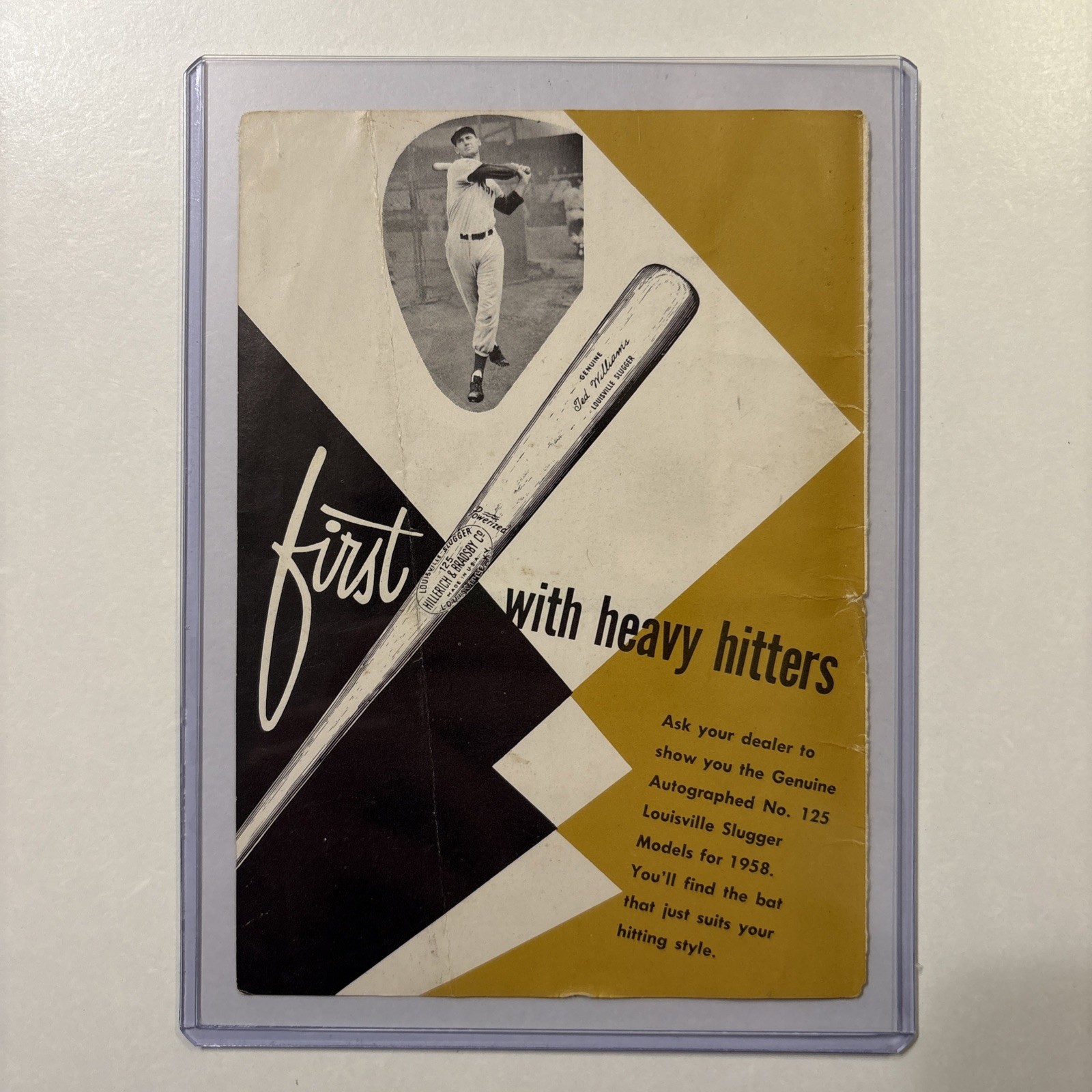 1958 Ted Williams Hillerich & Bradsby No. 125 Autograph Model Baseball Bat Ad