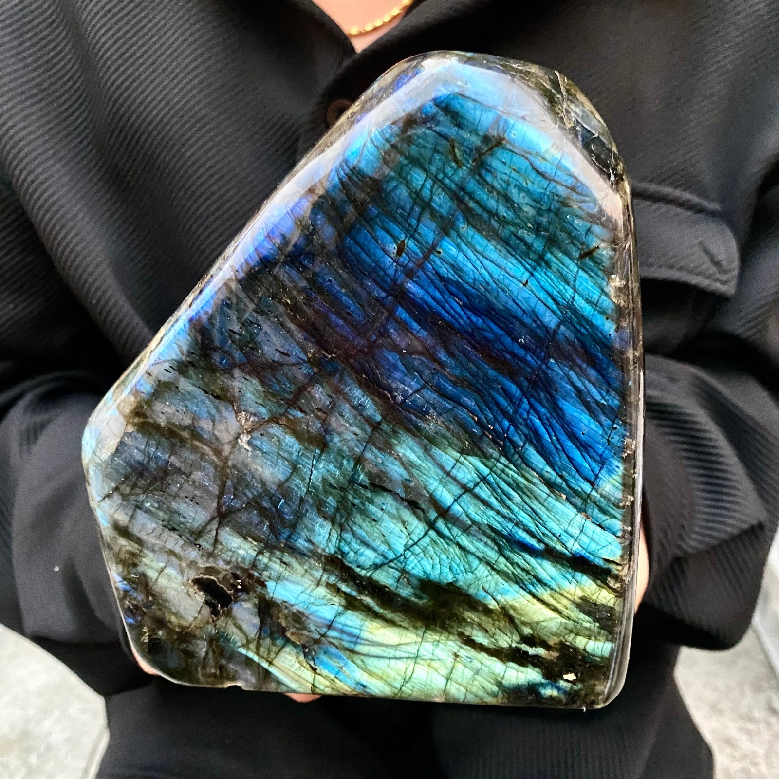 5.1LB  Natural Labrador Raw Stone Rainbow Gloss Polishing Stone Energy Chakra-