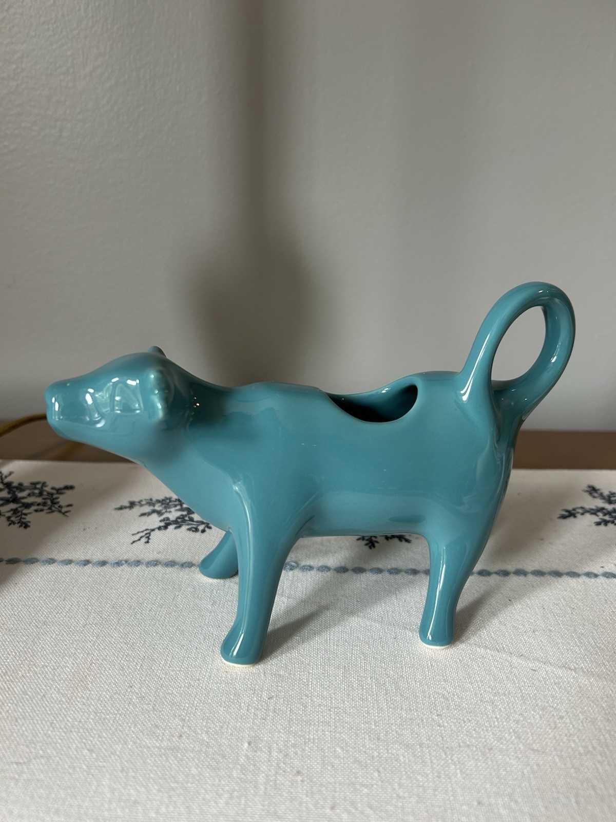 The Pioneer Woman Stoneware Teal Turquoise Blue Cow Creamer Ceramic Farmhouse