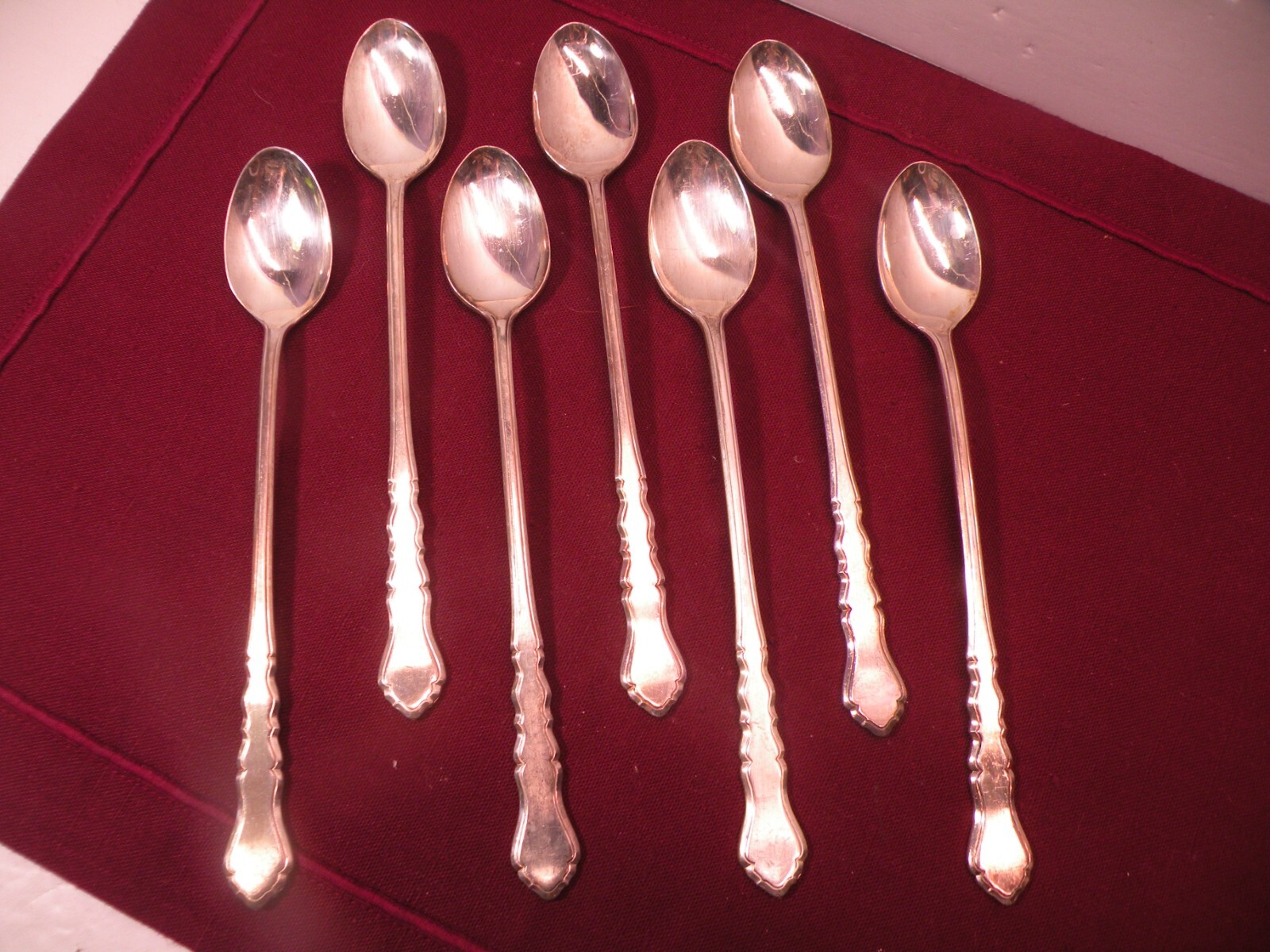 Set Of 7 International 1847 Rogers Bros Silver Centennial Iced Tea Spoons 7 1/4\