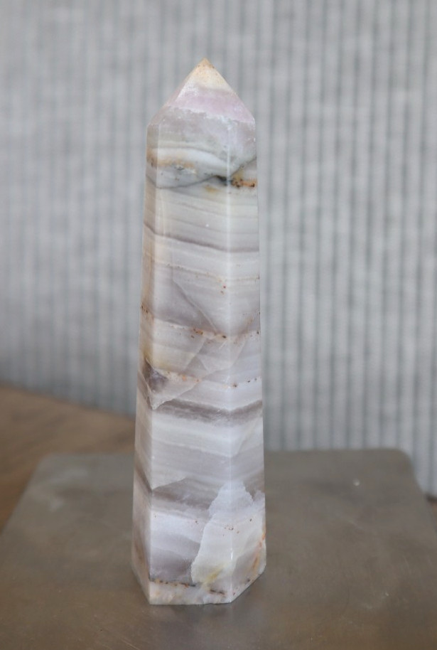 SMALL SILKY FLUORITE TOWER 4.07 INCHES TALL/ 120.5 GRAMS
