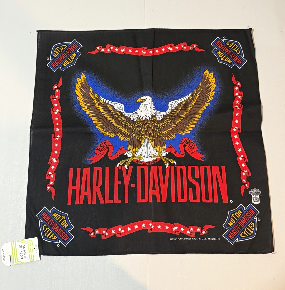 Vintage Harley-Davidson Officially Licensed Eagle 1903 Bandana  Made in USA