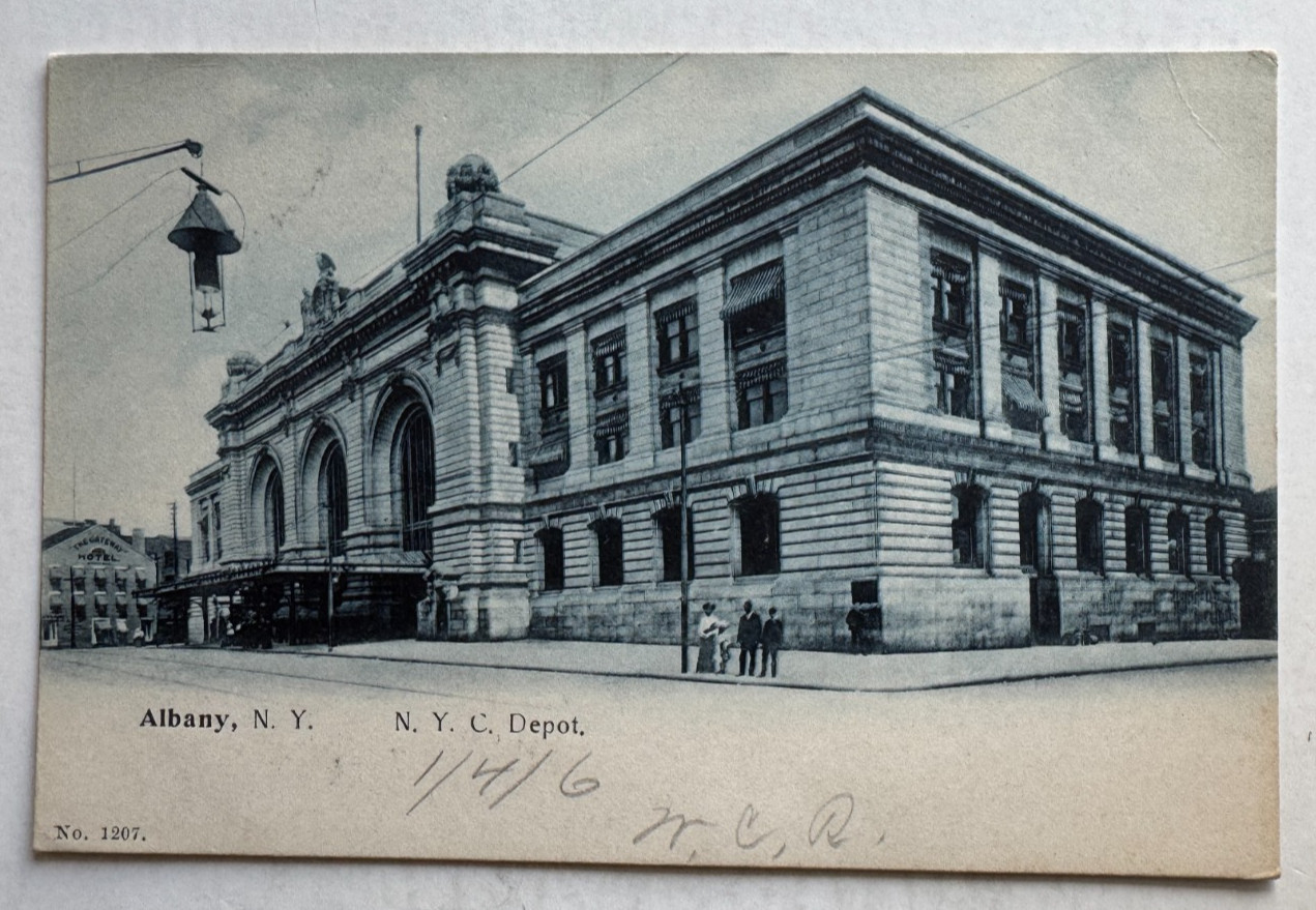ca 1900s NY Postcard Albany New York Central Depot Railroad RR Train Station PCK