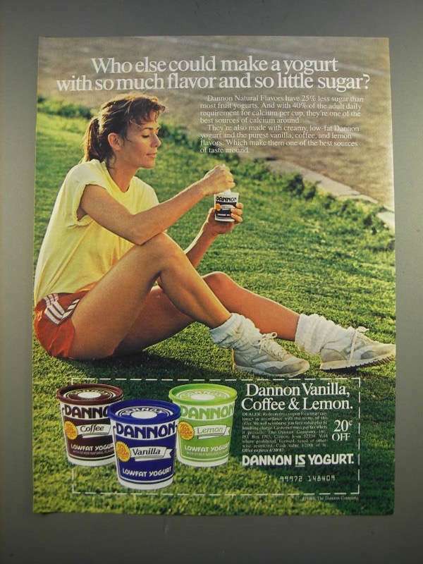 1986 Dannon Yogurt Ad - So Much Flavor and So Little Sugar
