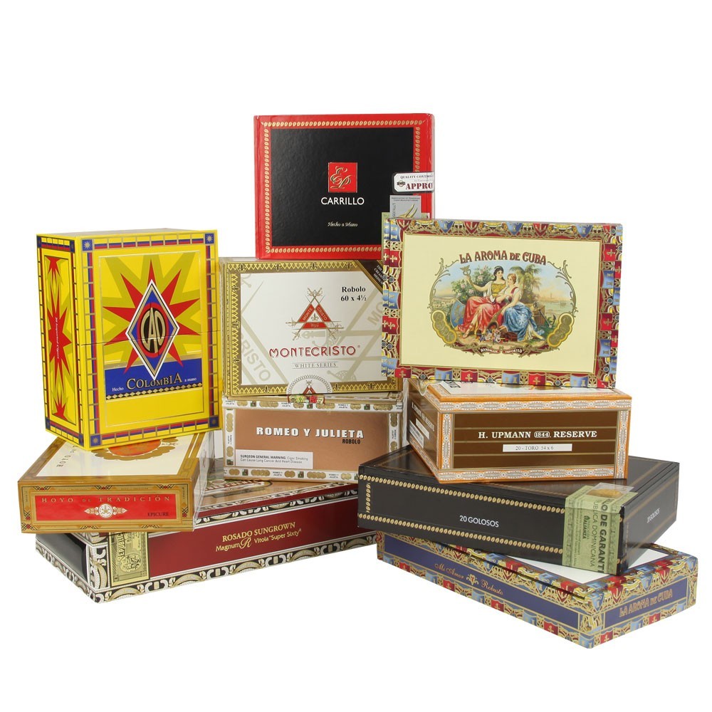 Set of 10: Empty DECORATIVE Cigar Boxes [Set/10]
