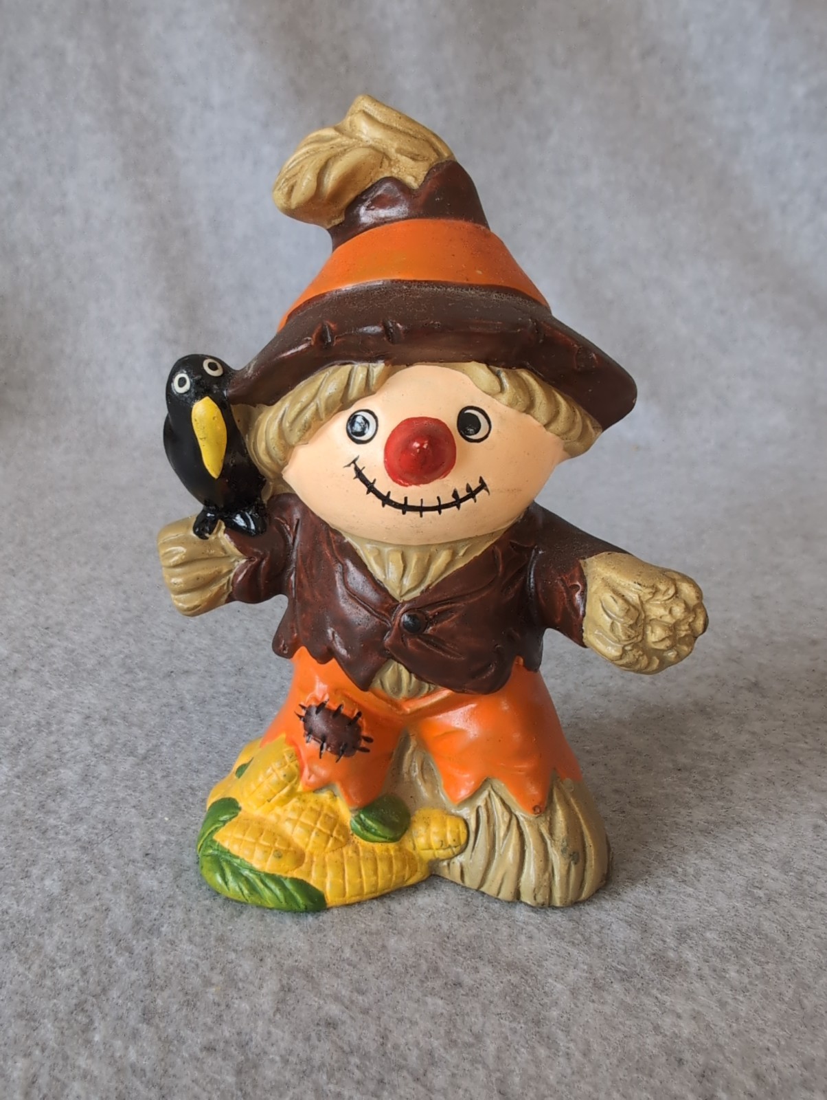 Vintage RB Autumn Fall Ceramic Halloween Thanksgiving Scarecrow & Crow Figurine Vintage RB Autumn Fall Ceramic Halloween Thanksgiving Scarecrow & Crow Figurine