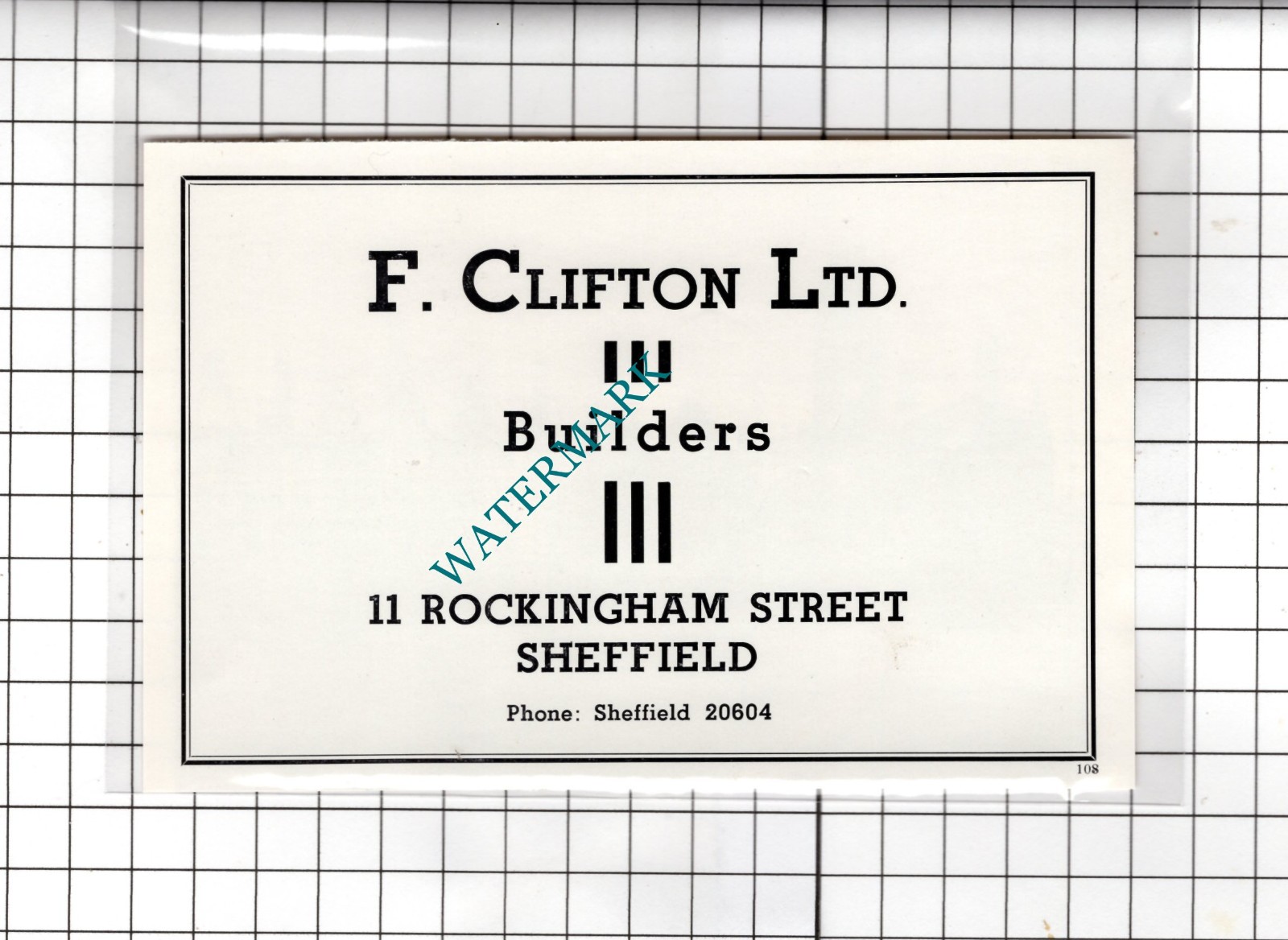 F Clifton Ltd Builders 11 Rockingham Street Sheffield - c.1962 Small Advert