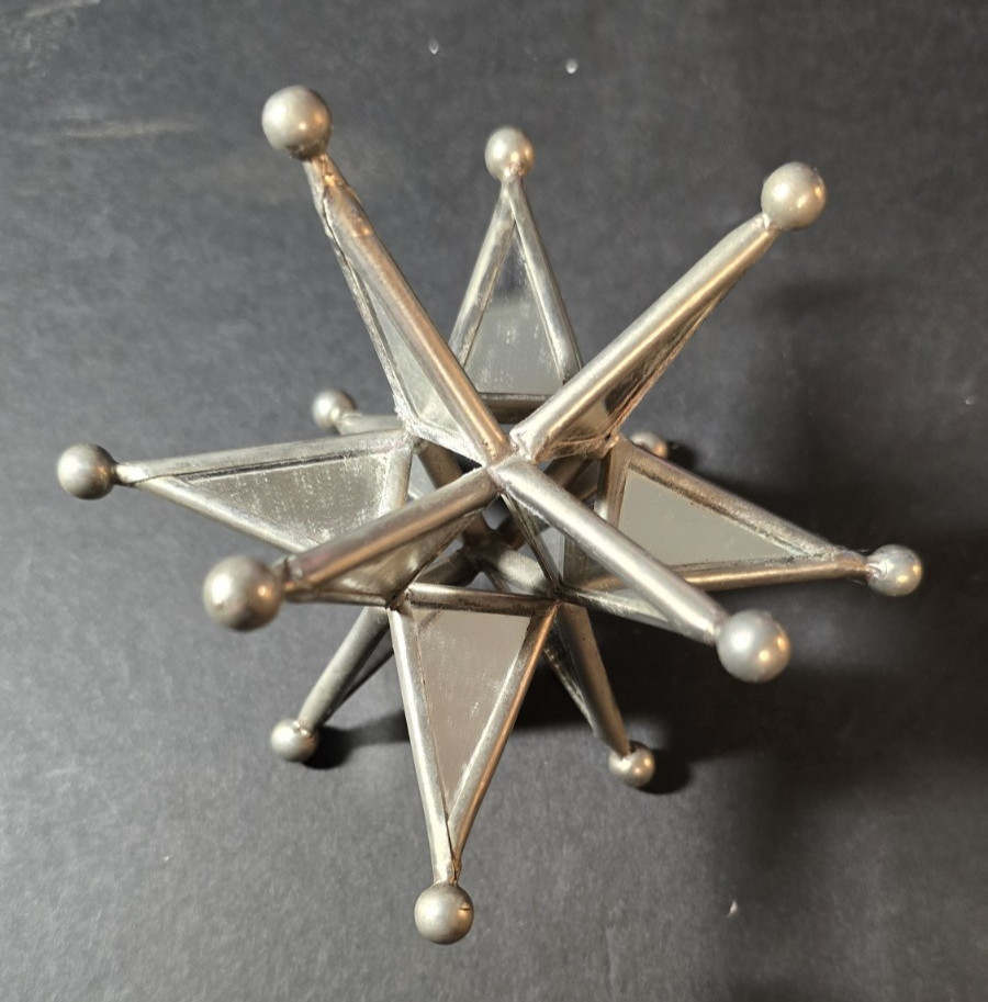 Vintage Mirrored Moravian Star 5” Across Metal Celestial Whimsygoth