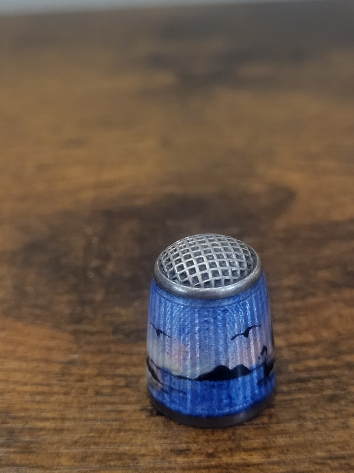Rare Antique Aksel Holmsen Hand Painted Ocean Viking Thimble | .925 Silver Rare Antique Aksel Holmsen Hand Painted Ocean Viking Thimble | .925 Silver