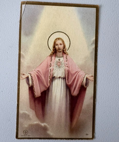 Vtg Sacred Heart of Jesus Holy Prayer Card - Trad Catholic Devotional 1963 Italy Vtg Sacred Heart of Jesus Holy Prayer Card - Trad Catholic Devotional 1963 Italy
