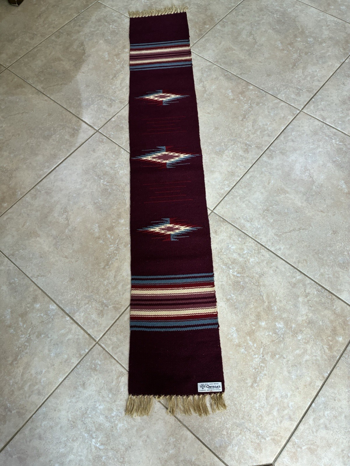 Vintage Ortegas Shop New Mexico 100% Wool ￼Hand Woven Rug