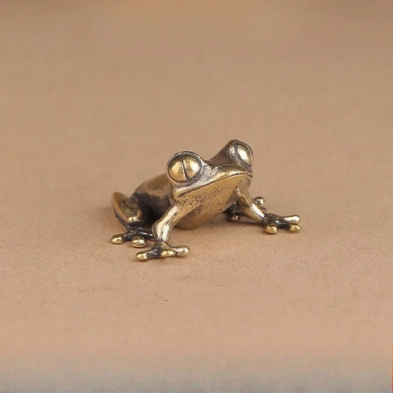 Brass Frog Figurine Small Animal Statue Table Office Home Decoration Toy Gifts