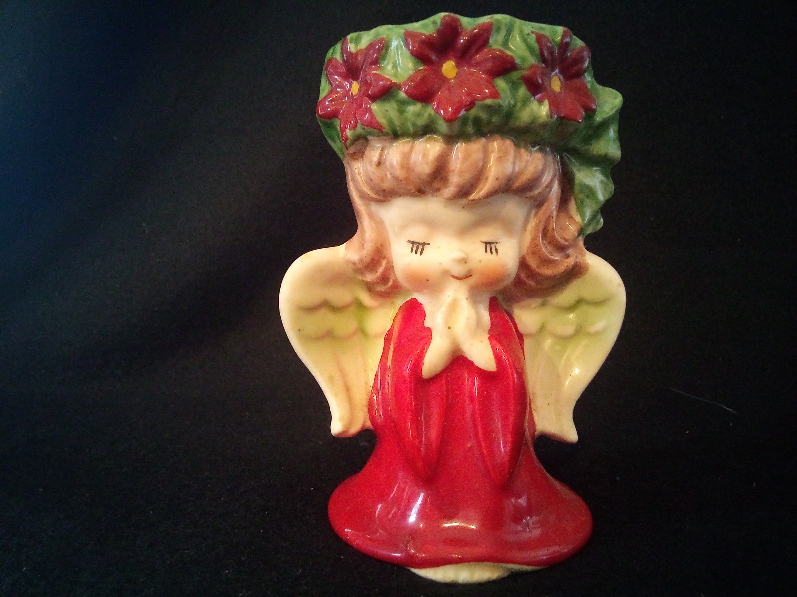 Vtg Lefton Japan Ceramic Praying Barefoot Girl Angel Christmas 4\