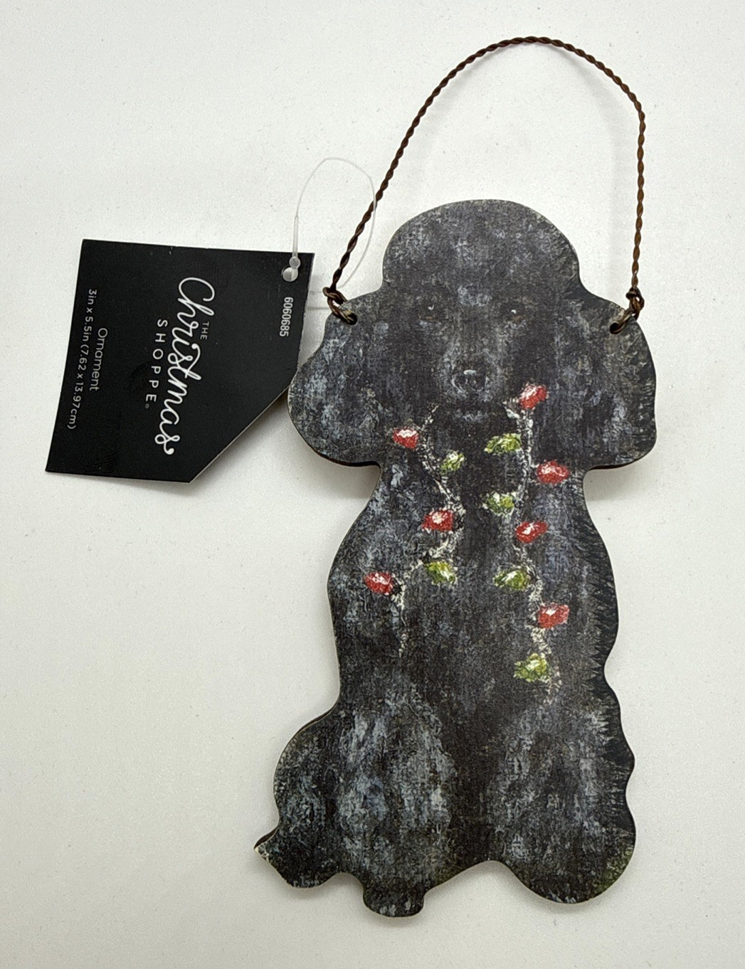 Black Poodle Dog Christmas Holiday Ornament Wood decoration NEW