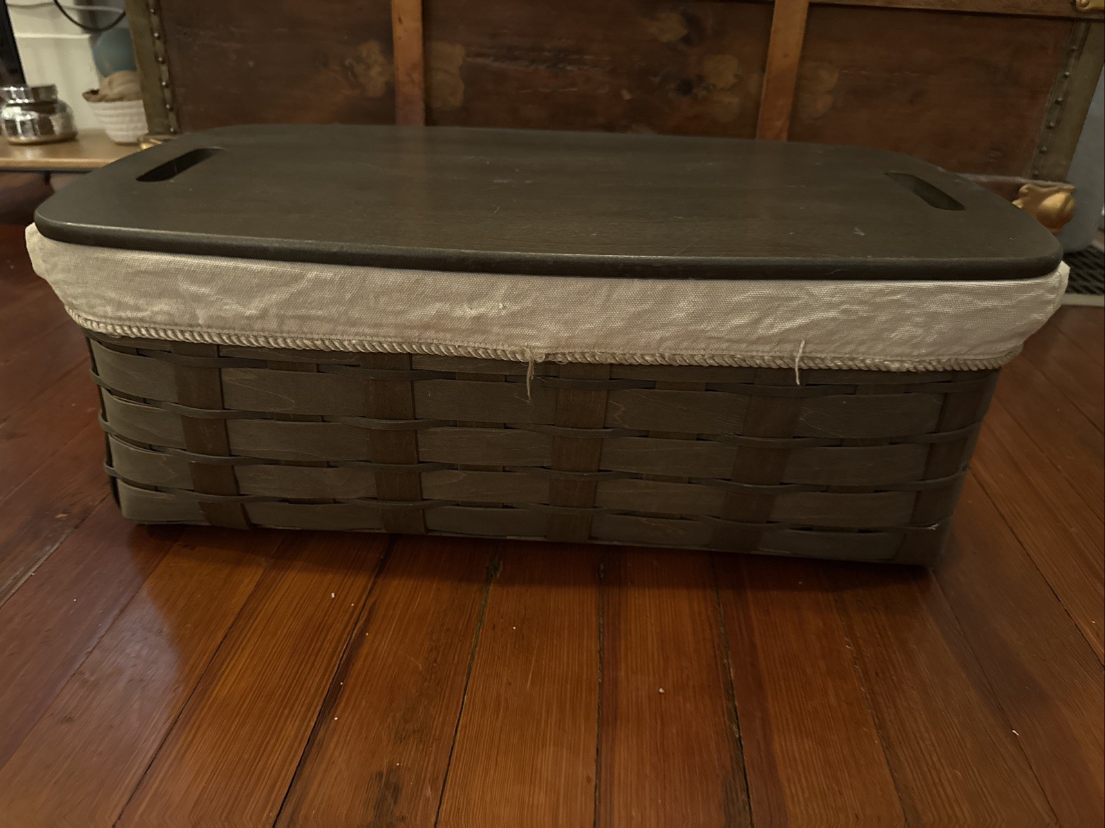 Longaberger Sort & Store Dark Brown Large Storage Basket W/lid & Liner