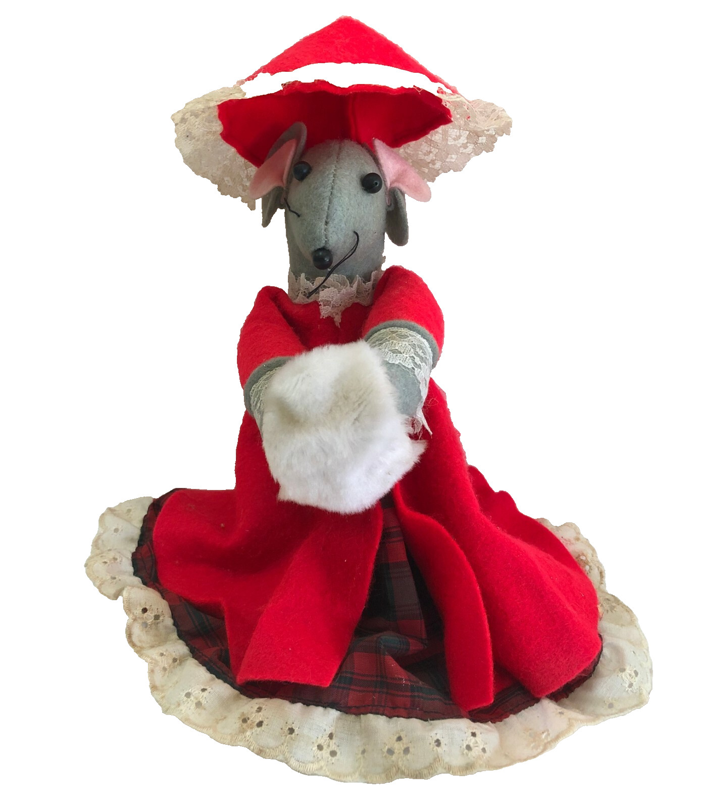 Vintage Mouse Victorian Christmas Felt  with Muff - Toilet Paper Cover
