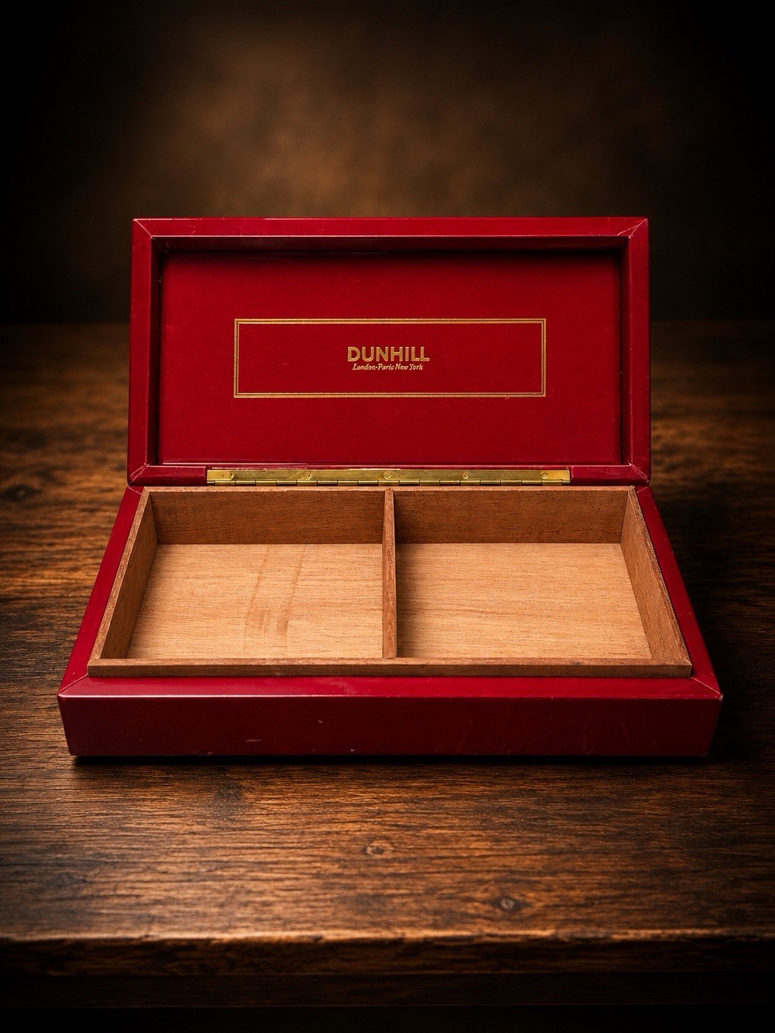 Vintage Alfred Dunhill Red Leather Cigar Box Wood Interior 10