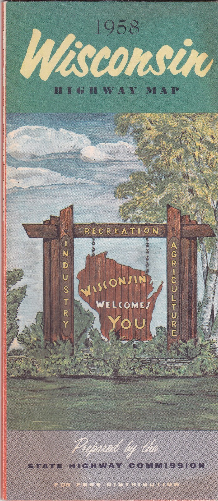 1958 Official State Issue Road Map of Wisconsin