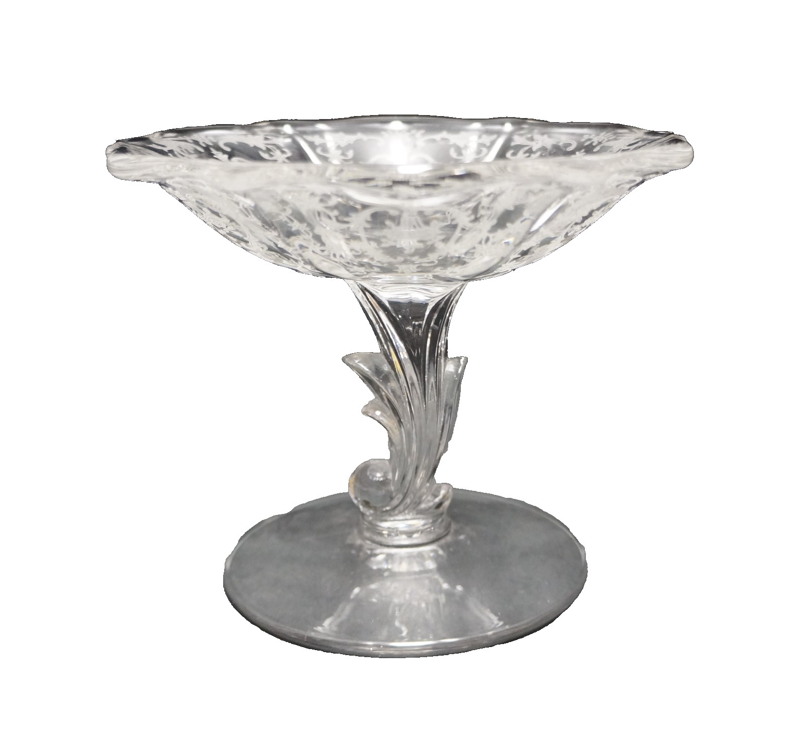 Fostoria Navarre Etch Baroque Blank Compote Comport 4 1/2 IN x 5 1/2 IN
