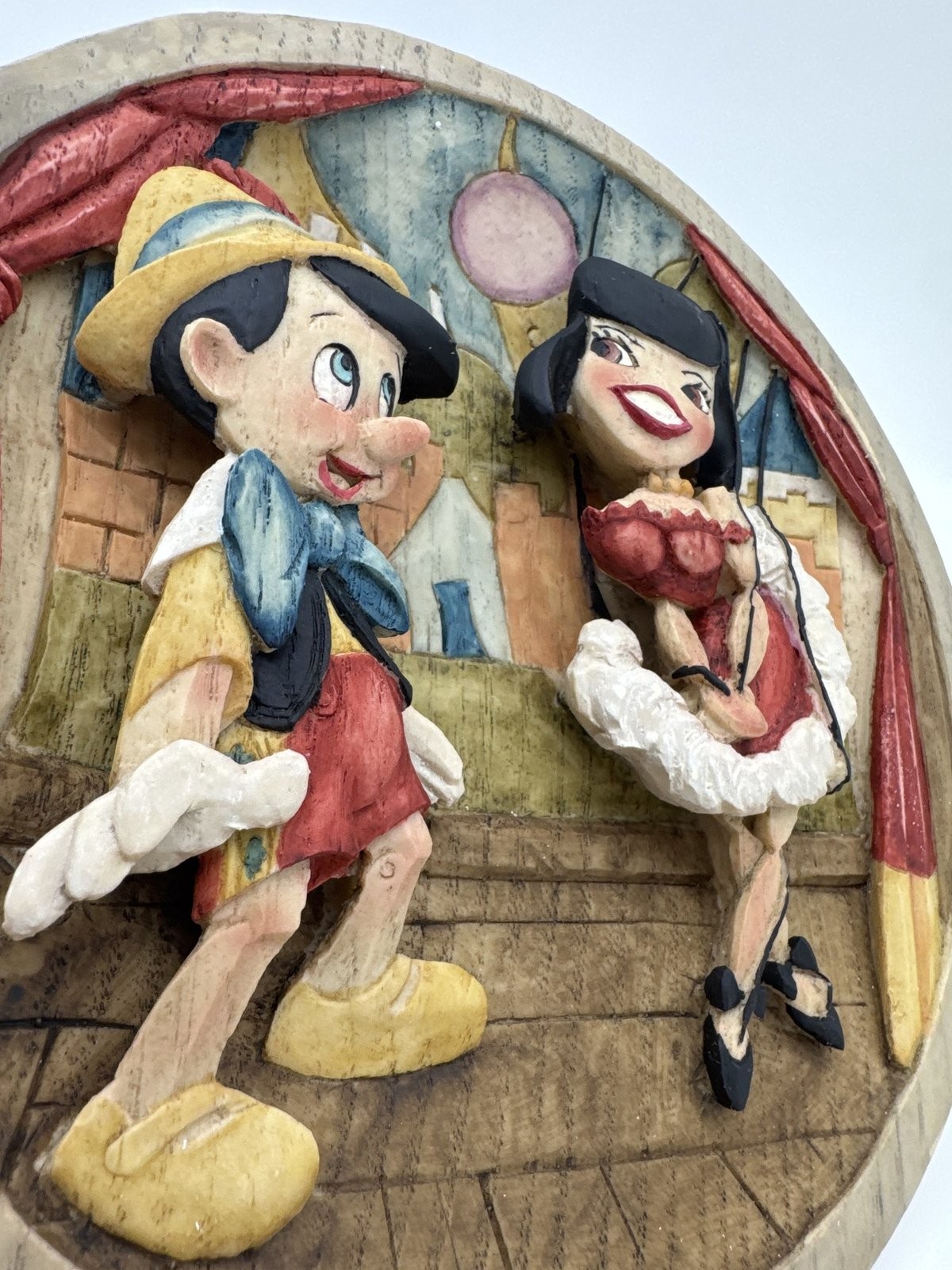Disney Pinocchio Hand Carved Relief Plate Andrea Kostner LE 1940 No 0232