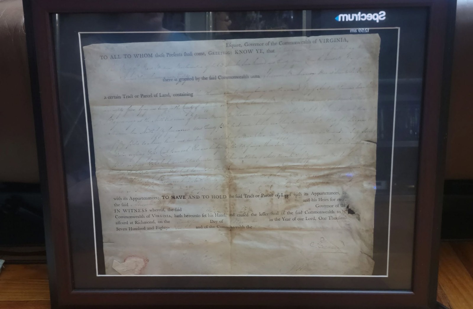 Patrick Henry Founding Father 2X Signed 1785  Land Grant Document Beckett COA.