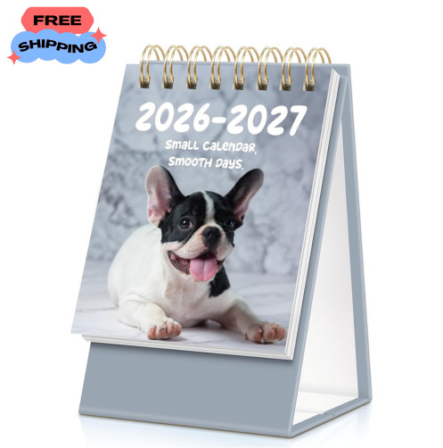 Small Desk Calendar 2026-2027, Grey 2026 Desk Calendar - Runs From July 2026