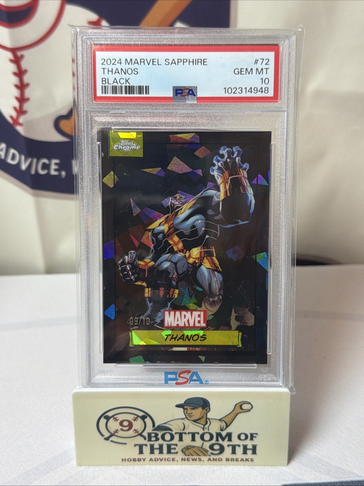 2024 Marvel Topps Chrome Sapphire Black Thanos #09/10 PSA 10 Gem First Year
