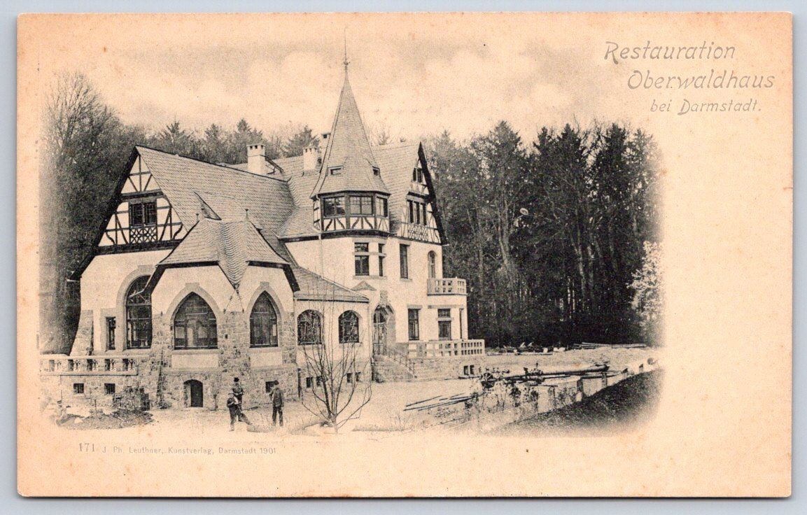 Antique Germany Postcard DARMSTADT Oberwaldhaus Restauration 1901 Antique Germany Postcard DARMSTADT Oberwaldhaus Restauration 1901