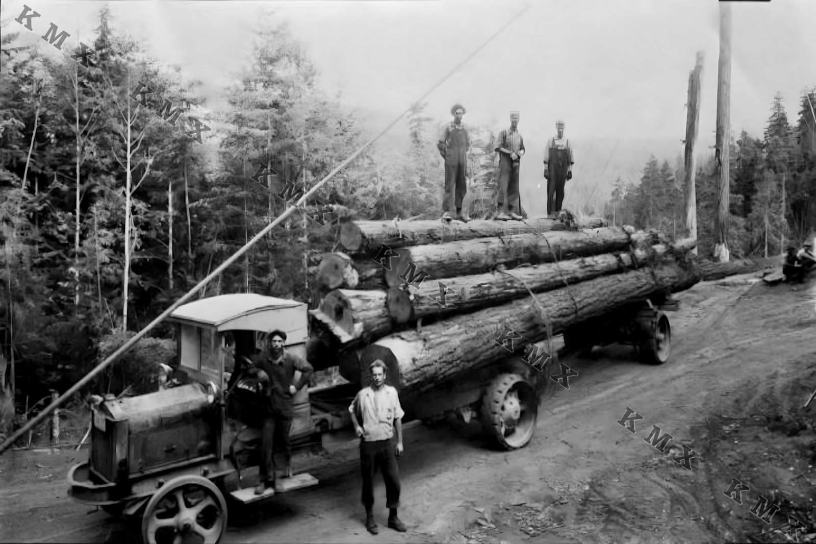 1920's Old Log Truck 4x6 photo