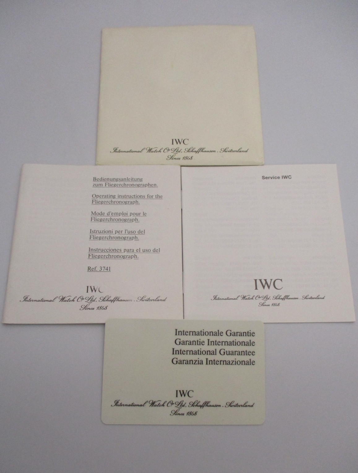 IWC Pilot FliegerChronograph Watch Ref. 3741 Instructions & Service Books & Card