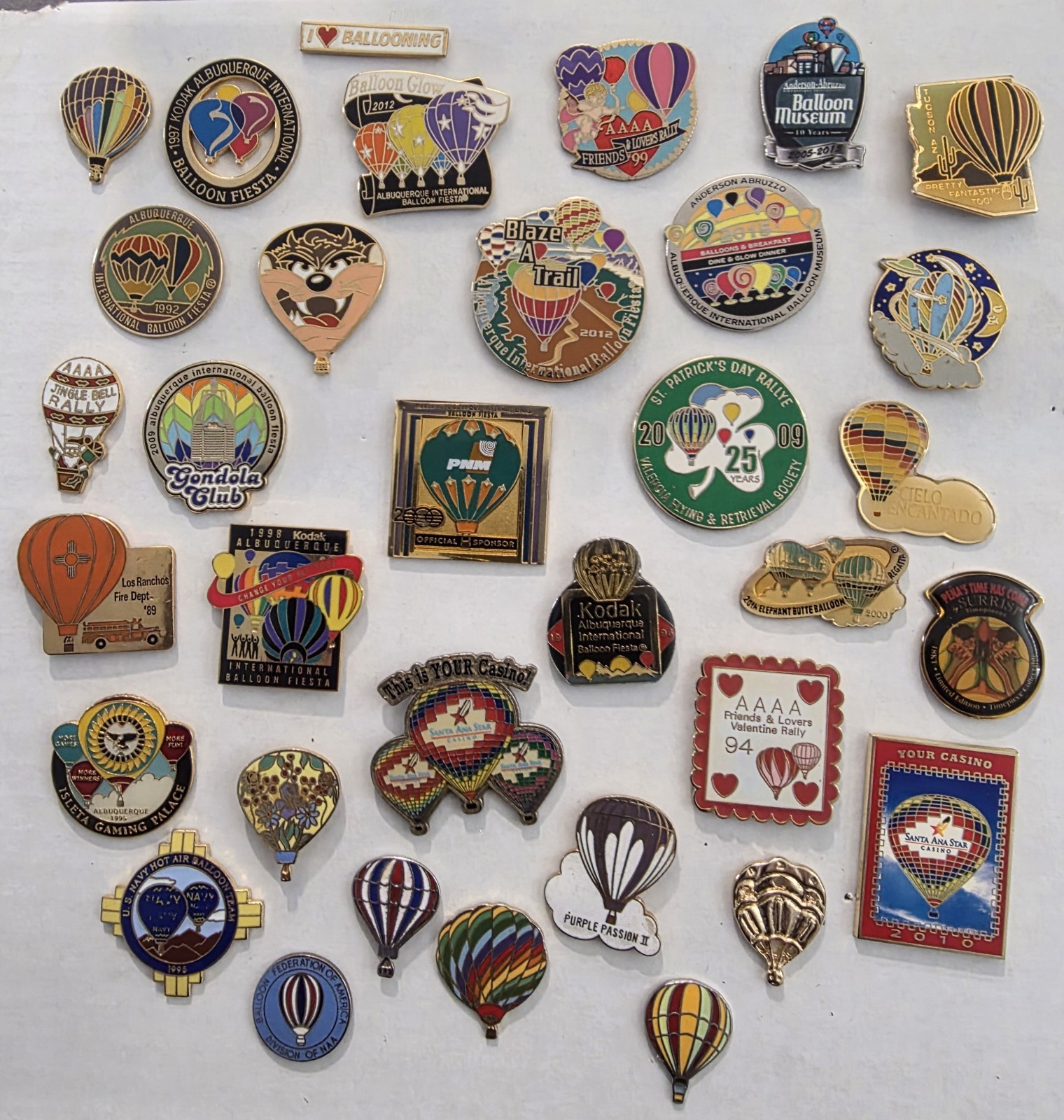 Vintage Hot Air Balloon Lapel Pin Collection - Lot of 34