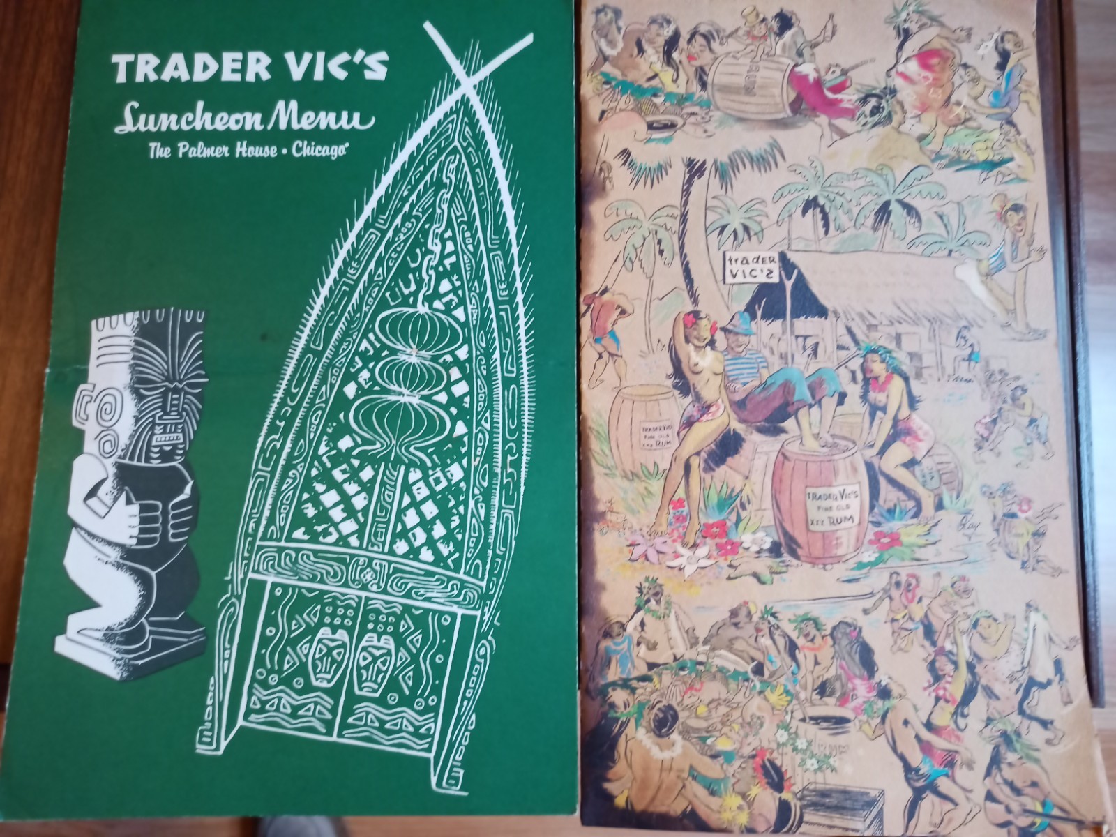 ​Vintage 1960\'Trader Vic\'s Menu Pair Chicago Tiki Bar OG Mai Tai - Drinks Lunch