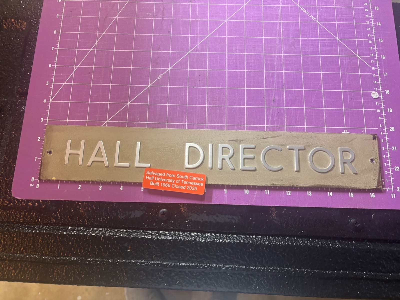 Vtg UT University Of Tennessee South Carrick Hall Door Plate
