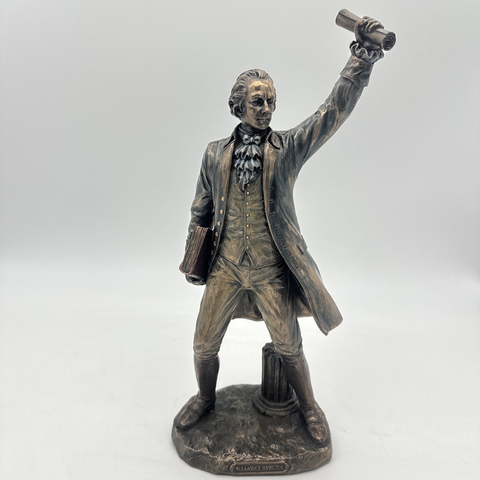 Alexander Hamilton Standing Holding Scroll Statue Bronze Finish 12 3/4”