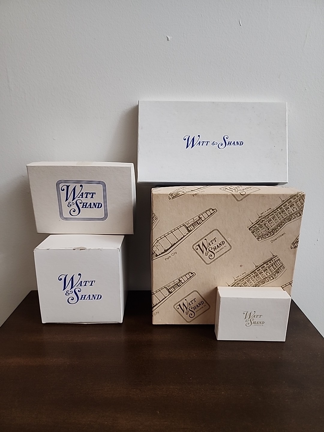 Vintage 1970s Watt & Shand Department Store Gift Boxes, Lot Of 5, Lancaster Pa