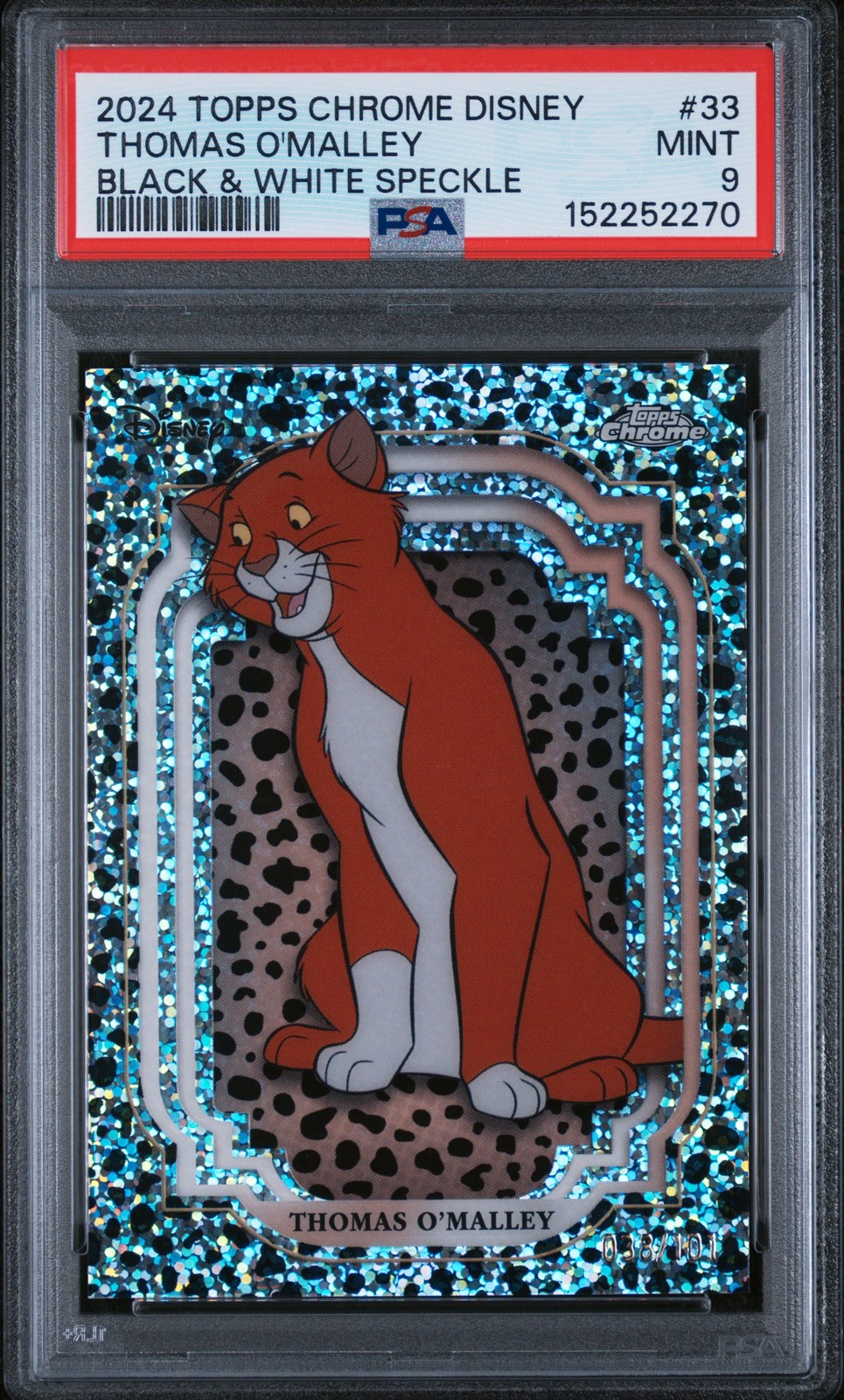 2024 Topps Chrome Disney #33 Thomas O\'Malley Black & White Speckle /101 PSA 9