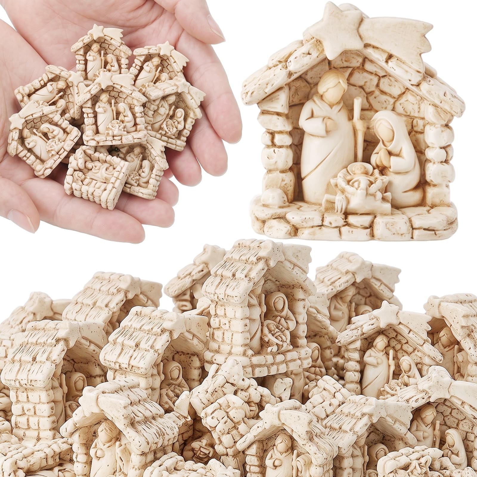 50 PCS Christmas Mini Nativity Scene Set Resin Figurine Religious Holiday Gift