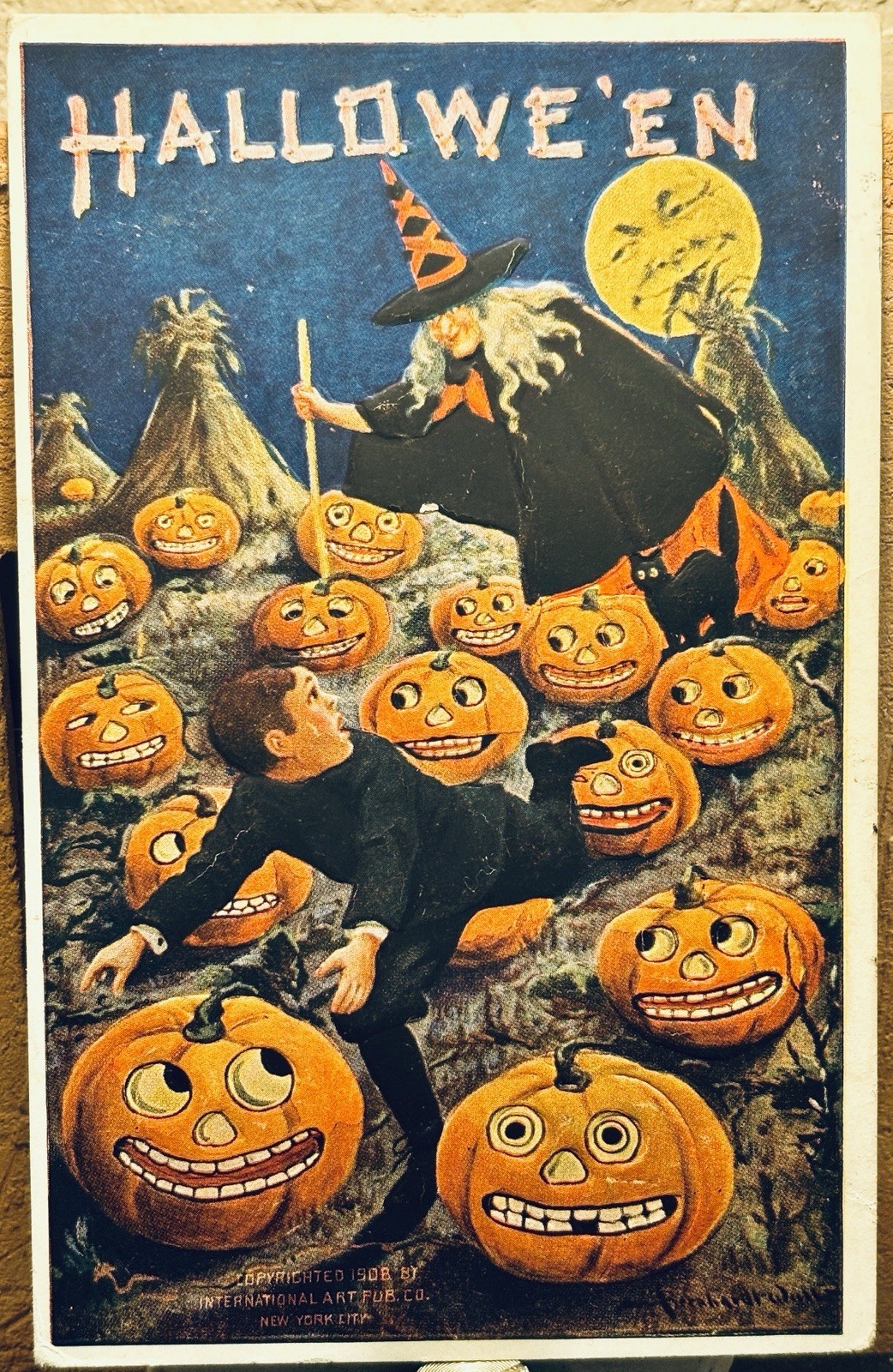 Antique Halloween Postcard Classic Internat Art Artist Bernhardt 1909 #417