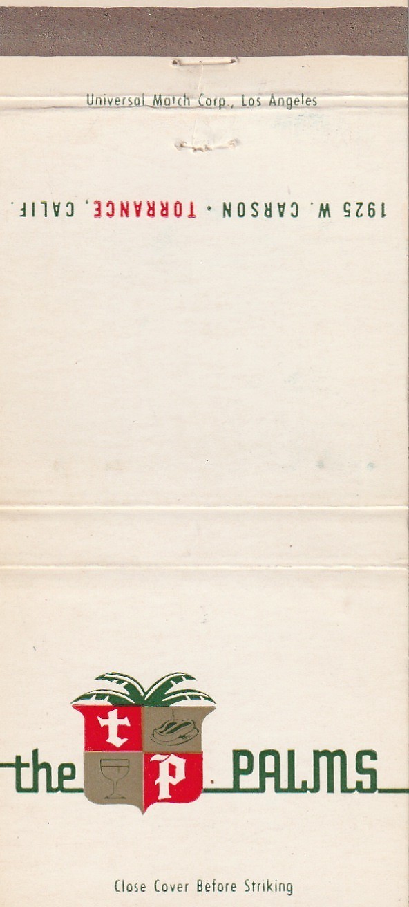 UNSTRUCK MATCHBOOK COVER - THE PALMS TORRANCE CALIFORNIA - BAR RESTAURANT - MAP