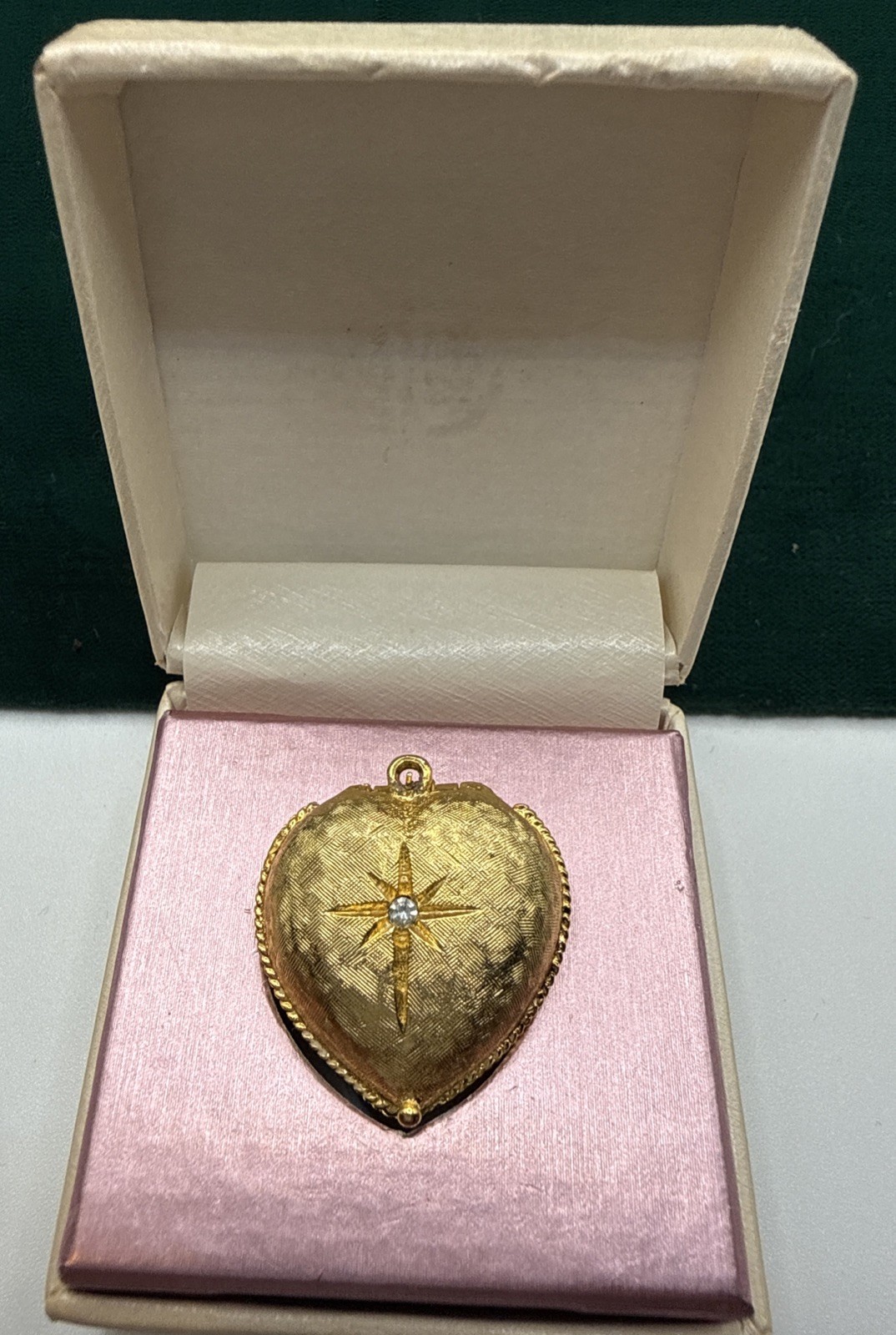 Vtg. Gold Tone Locket Viviane Woodward “Once Upon A Time” Perfume Org. Box