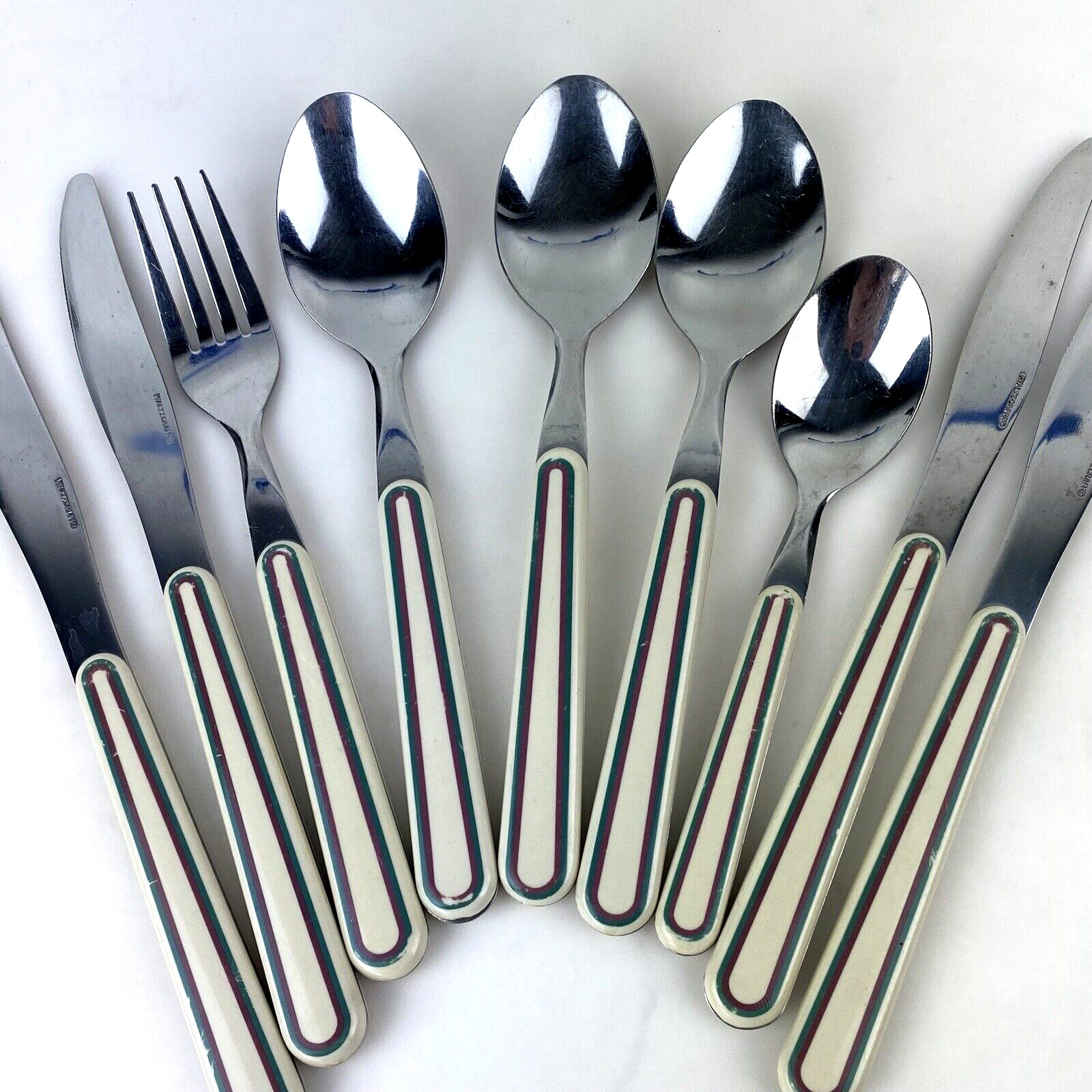 VINTAGE PFALZGRAFF SILVERWARE Set Plastic Handle Fork Spoon Knife Retro Kitchen