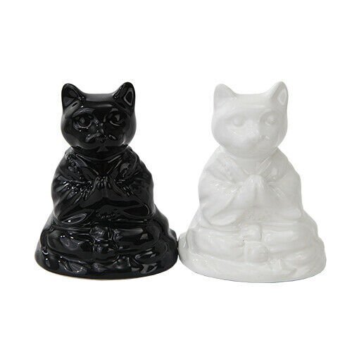 BUDDHA CATS MEDITATING CERAMIC MAGNETIC SALT PEPPER SHAKERS by Attractives BUDDHA CATS MEDITATING CERAMIC MAGNETIC SALT PEPPER SHAKERS by Attractives