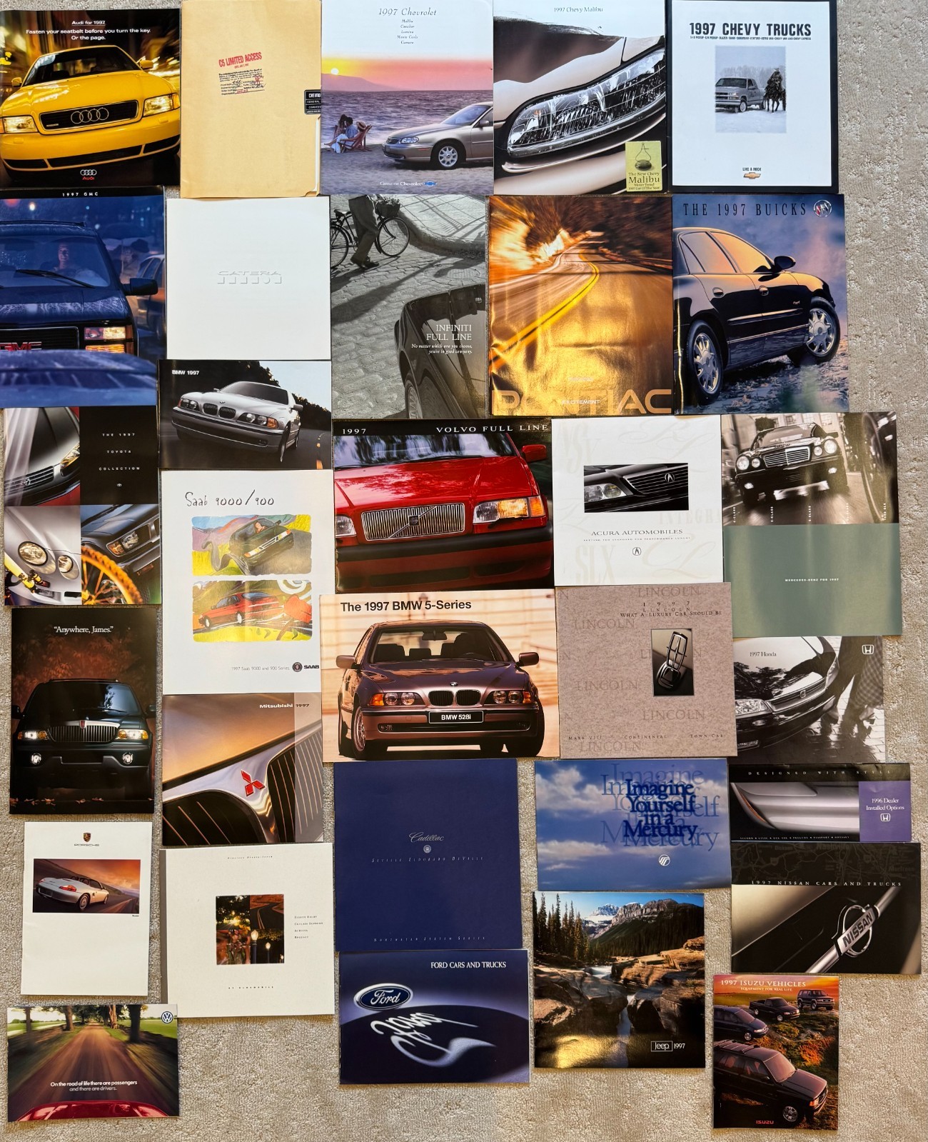1997 L.A. Auto Show Vehicle Sales Brochures - Lot of 31 multiple makes