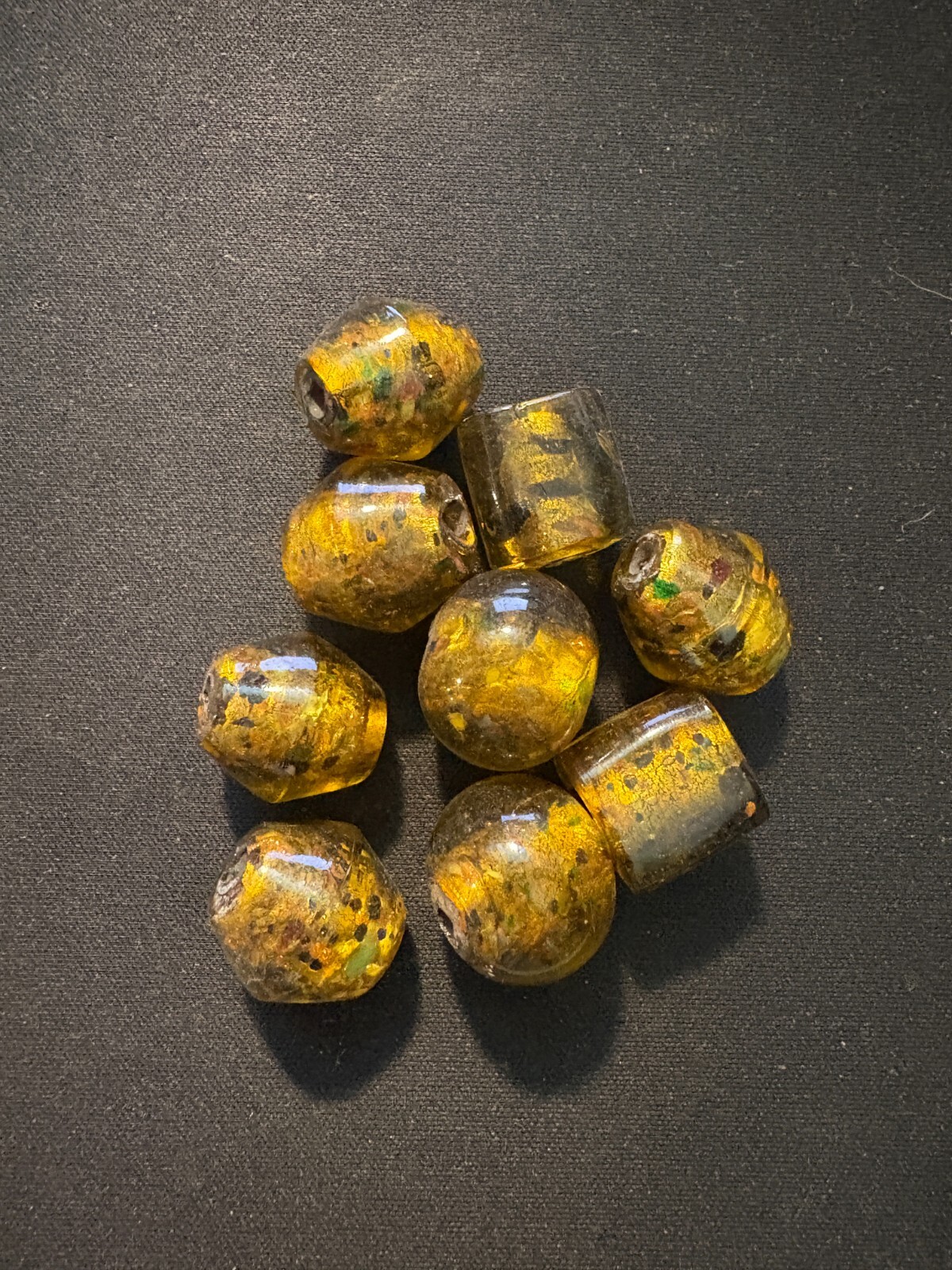 9 Lg Amber glass beads (B1158)- furnace beads- 15-18mm