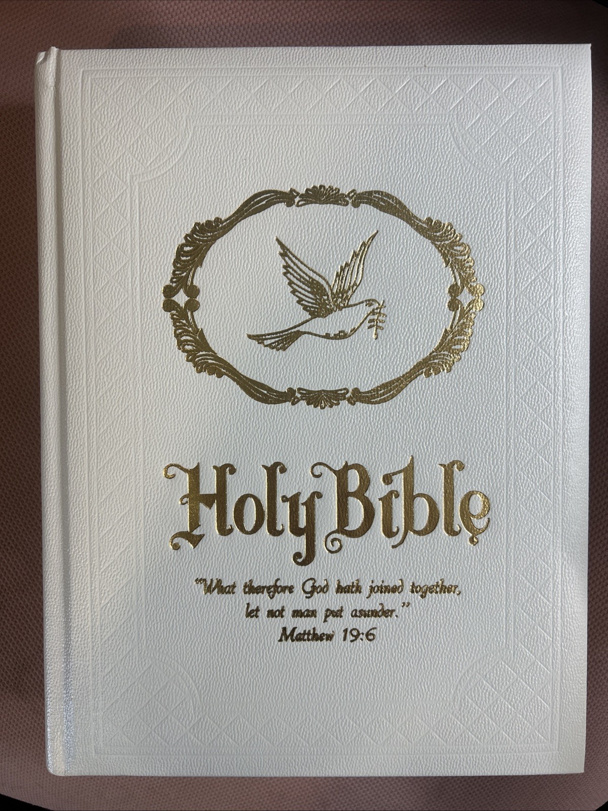 1971 Holy Bible KJV Wedding Edition White Gold Gibson Vintage King James