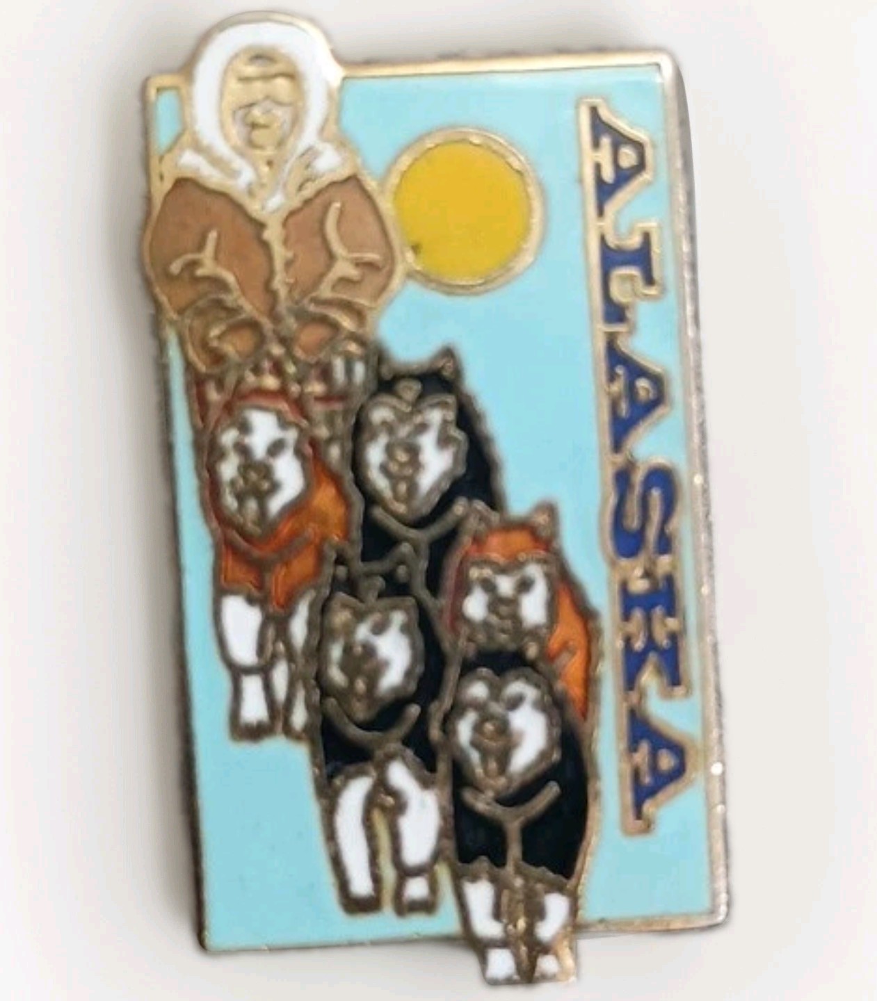 Vtg Alaska Iditarod Dog Sled Enamel Lapel Hat Pin Pinback Tie Tac