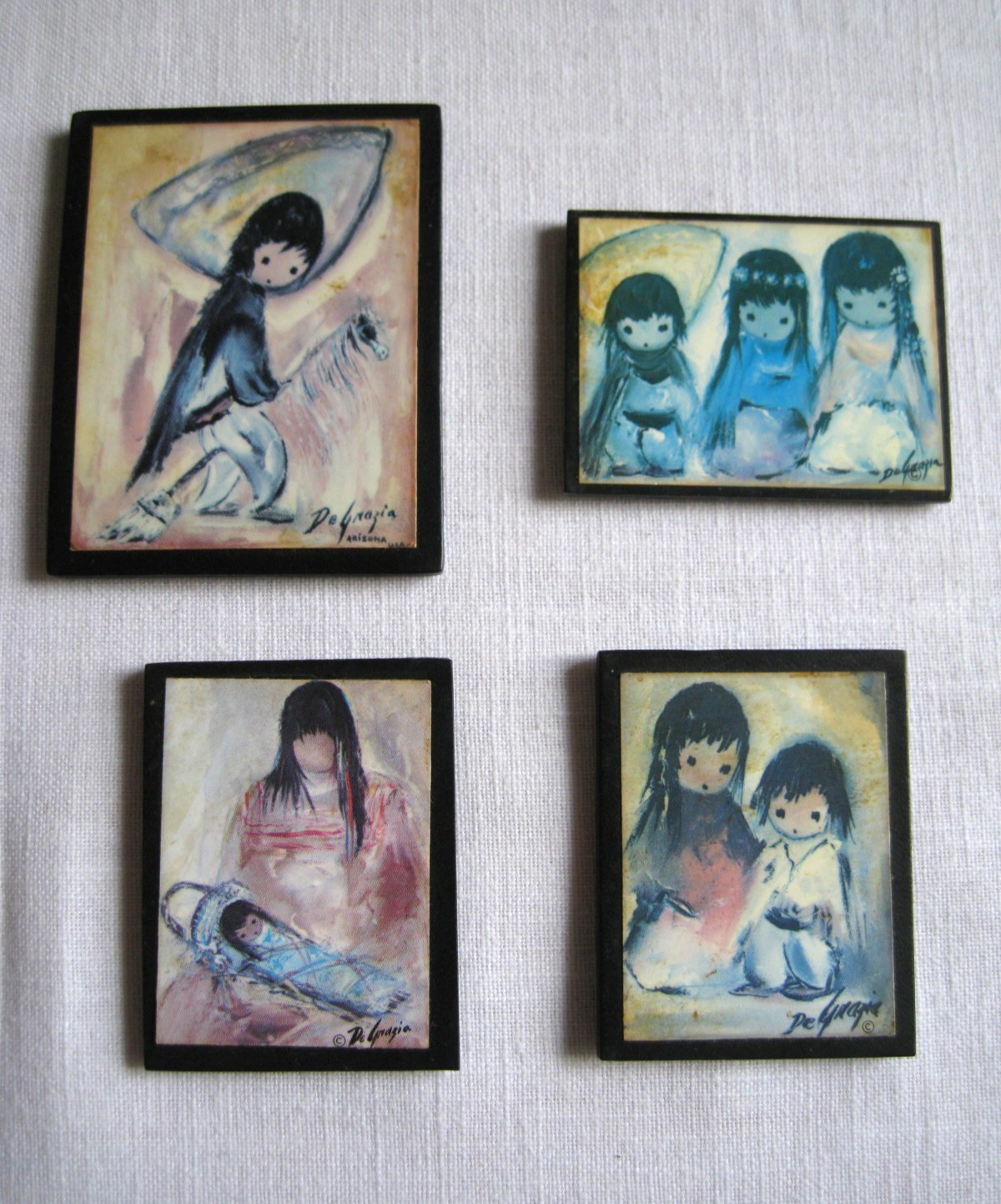 Lot of 4 Vintage Ted DeGrazia Refrigerator Magnets Southwest Folk Art
